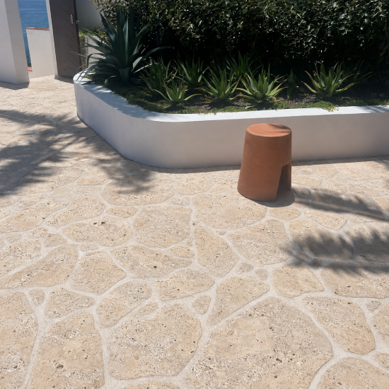 desert sand travertine crazy paving